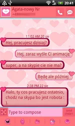 GO SMS Pro Pink Hearts Theme screenshot